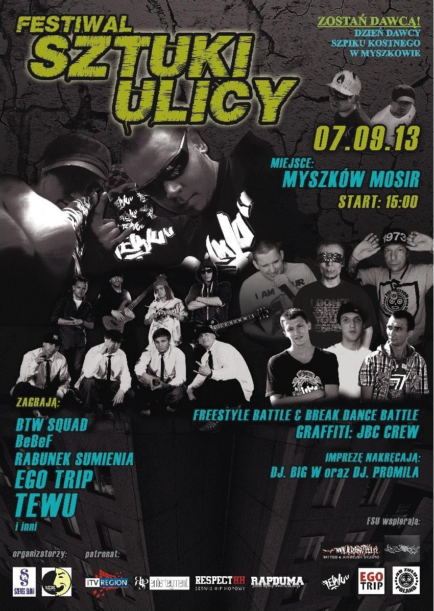 Festiwal Sztuki Ulicy w Myszkowie 2013 plakat