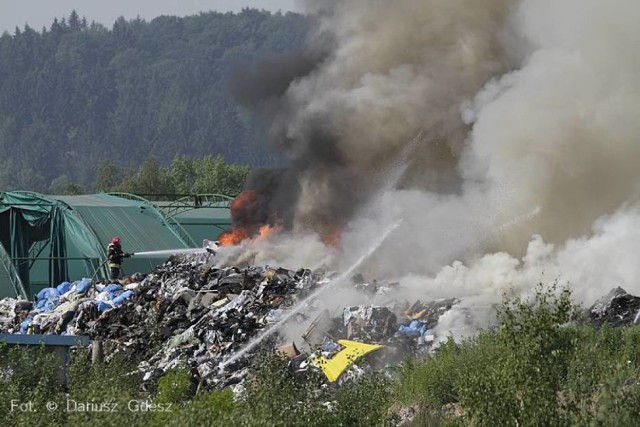Pożar składowiska odpadów przemysłowych firmy Mo-Bruk przy ul. Górniczej w Wałbrzychu