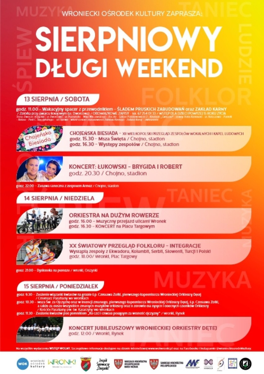 Rozkład jazdy na długi weekend we Wronkach. Co Wroniecki Ośrodek Kultury przygotował dla mieszkańców? 