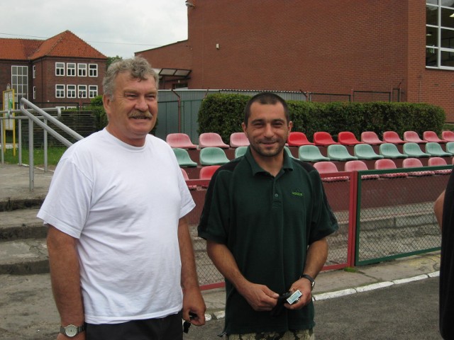 Od lewej: trener Andrzej Szygenda i prezes Sławy Sławno - Marek Stukan