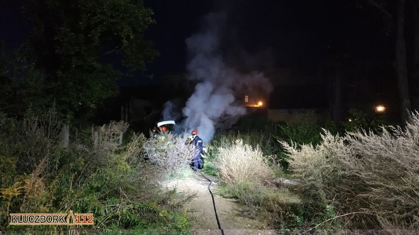 Pożar samochodu w Kluczborku.
