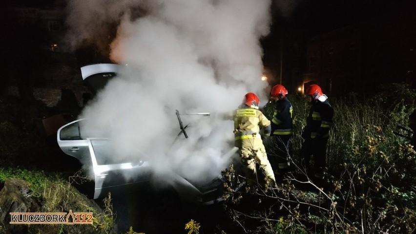Pożar samochodu w Kluczborku.