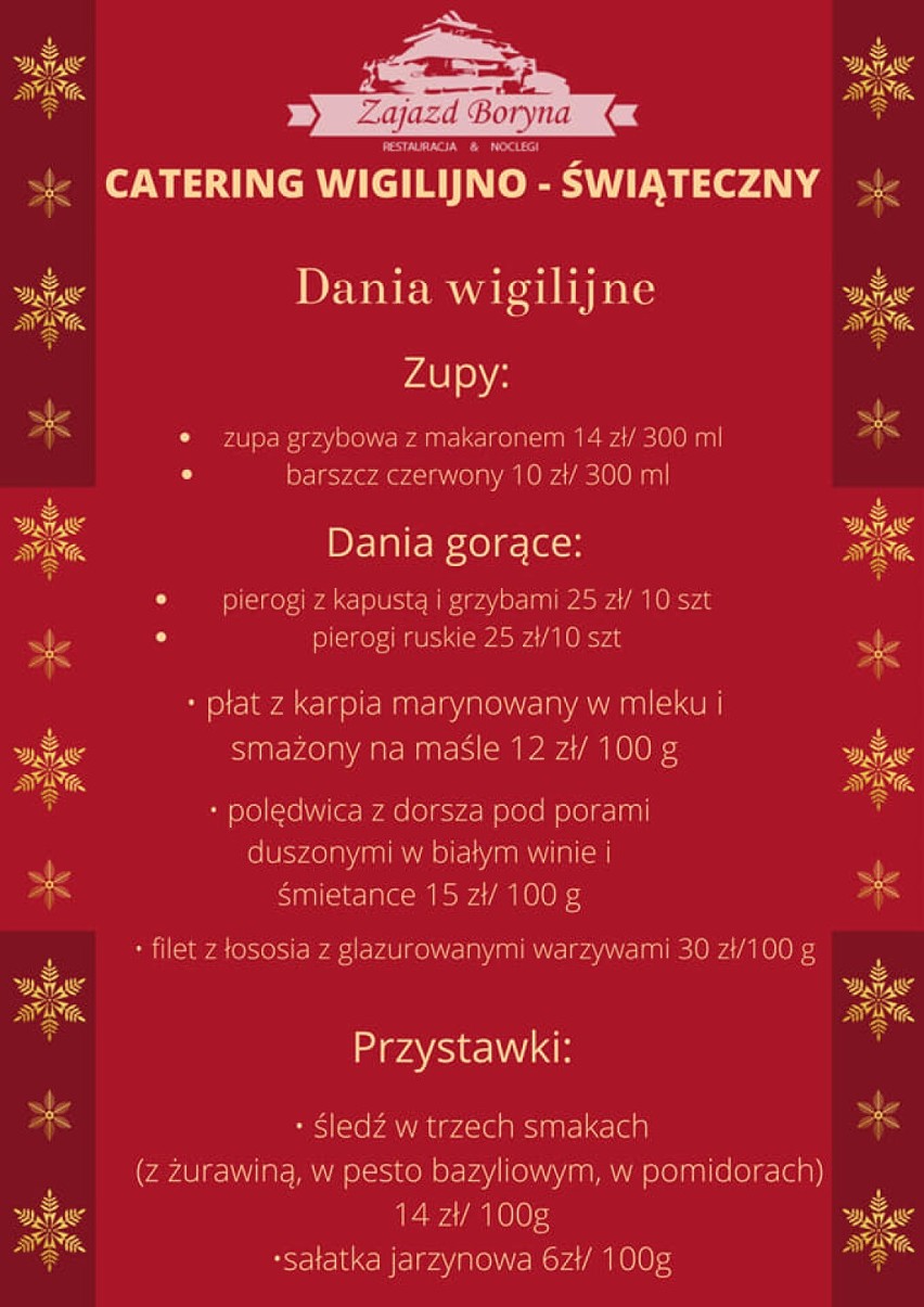 Catering wigilijno- świąteczny w Wieluniu i okolicach. Zobacz menu lokalnych restauracji