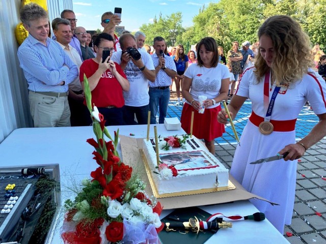 Powitanie Justyny Iskrzyckiej w Czechowicach-Dziedzicach na terenie kajakowni