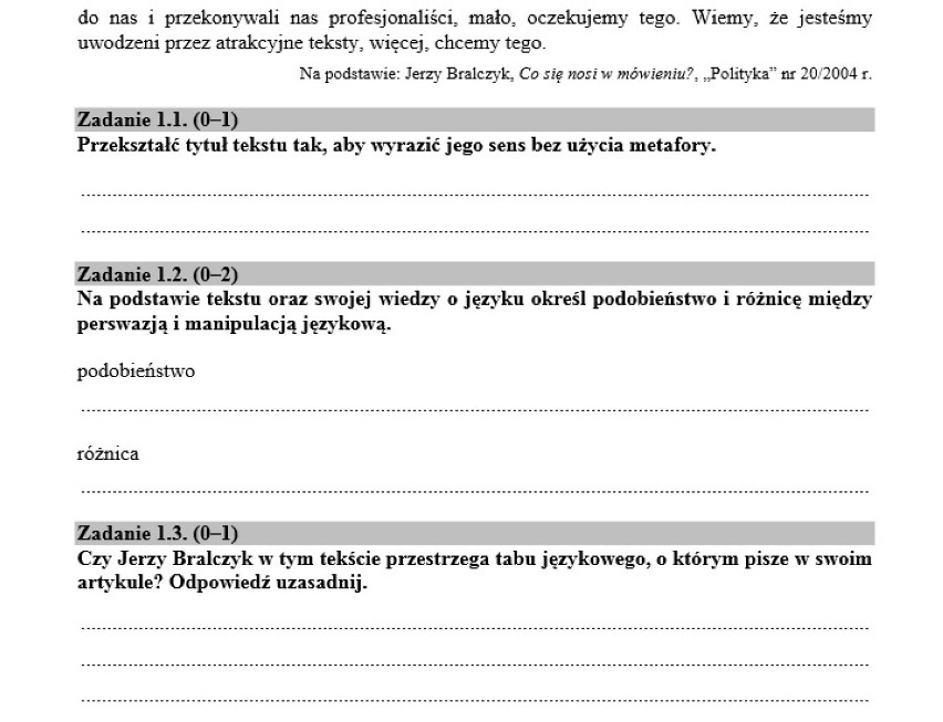 Zadanie 1
Zadanie 1.1.
"Jak modnie mówi się dziś?", "Jak...