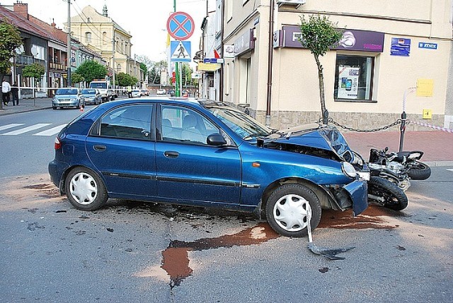 Wypadek w Sędziszowie Małopolskim. Auto potrąciło motocykl