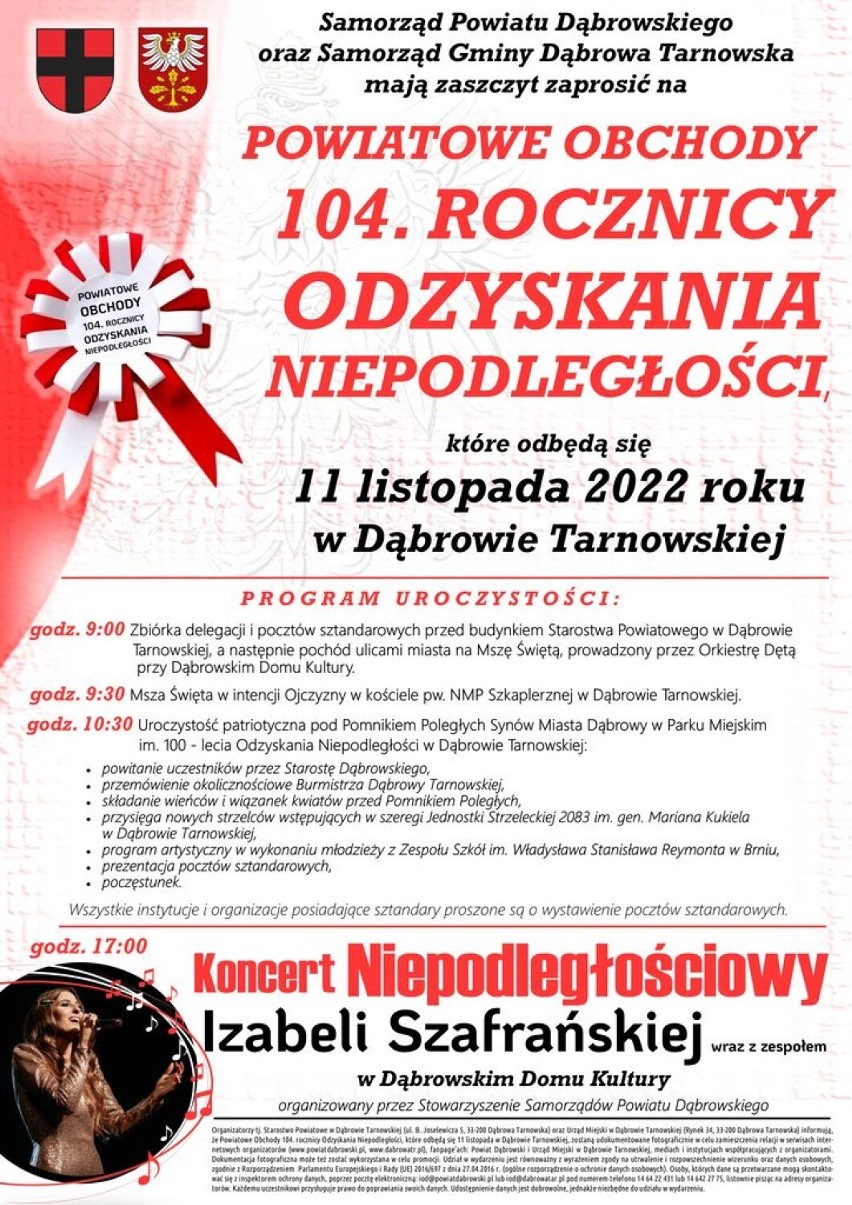 Obchody 104. rocznicy odzyskania Niepodległości w Dąbrowie...