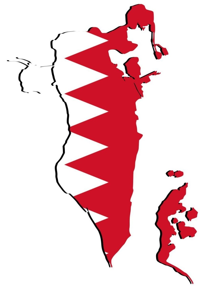 Flaga Bahrajnu wpisana w kontury kraju