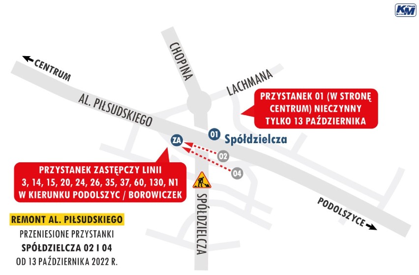 Remont Alei Piłsudskiego w Płocku. W związku z pracami na alei oraz ulicy Spółdzielczej, droga będzie nieprzejezdna. KM podała zmiany