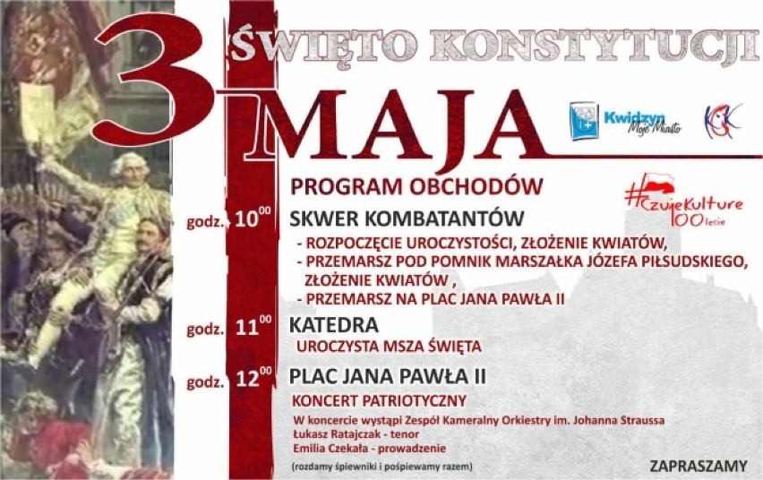 Święto Konstytucji 3 Maja. Sprawdź program uroczystości w powiecie kwidzyńskim