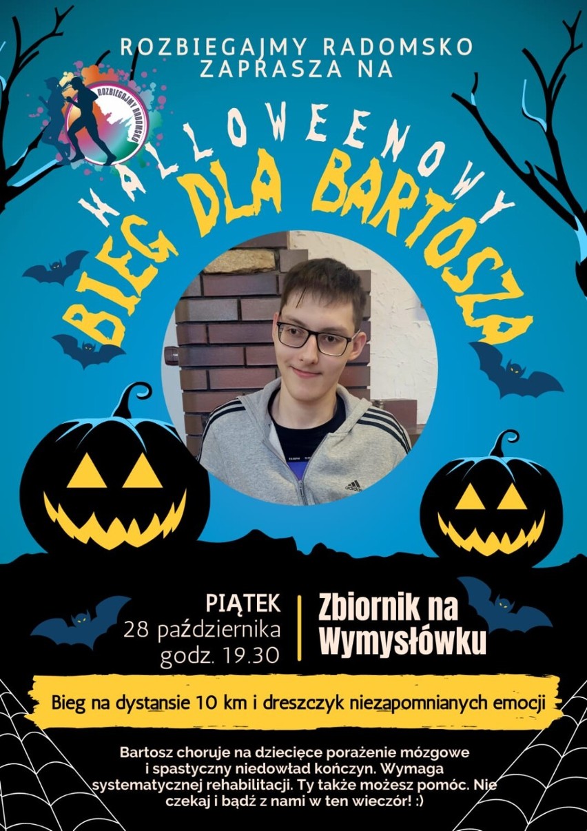 Halloweenowy Bieg dla Bartosza w Radomsku. Zaprasza grupa Rozbiegajmy Radomsko