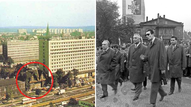 Po prawej Jerzy Ziętek i Edward Gierek w 1969 r., w tle katowicki "zamek"