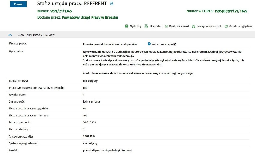 Najnowsze oferty staży w Brzesku i powiecie brzeskim,...