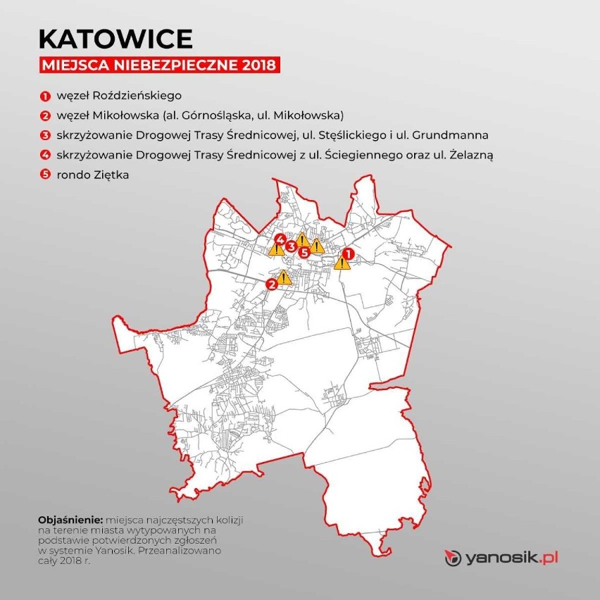 Gdzie dochodzi do wypadków w woj. śląskim? Zobaczcie listę najniebezpieczniejszych miejsc 