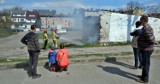 Pożar przy targowisku w centrum Stargardu. ZDJĘCIA, LIVE