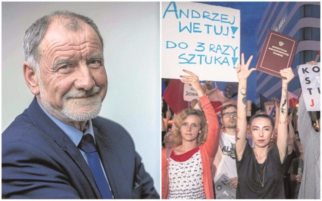 Fot. 1 Prof. Jan Tadeusz Duda, emerytowany pracownik AGH, radny wojewódzki, ojciec prezydenta RP
Fot. 2 Wczoraj wieczorem przed gmachem krakowskich sądów jeszcze raz zebrali się demonstranci.