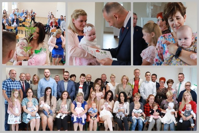 Życzenia dla maluchów z gminy Bobrowniki - spotkanie z wójtem i radnymi, 27 sierpnia 2021 roku.