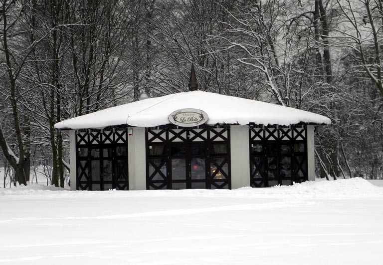 Wejherowski park pod śniegiem