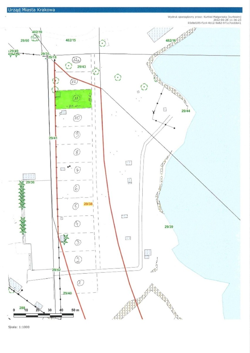 Mapa z zaznaczoną lokalizacją ogródka przy ul. Żołnierskiej,...