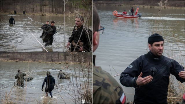 Zbiornik retencyjny w Skrzyszowie posłużył żołnierzom WOT do ćwiczenia reagowania w sytuacjach kryzysowych, związanych m.in. z akcją pomocy w czasie powodzi