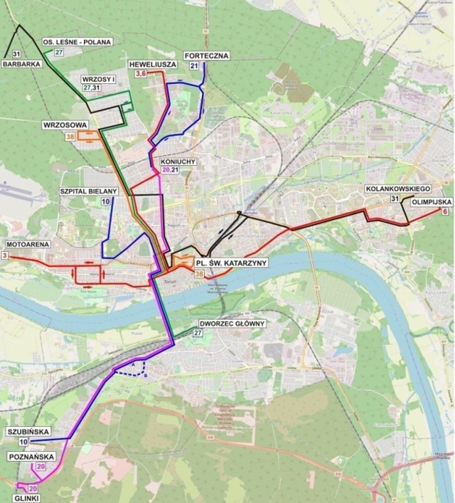 Tak od 1 września mają przebiegać trasy nowych linii tramwajowych oraz niektórych linii autobusowych