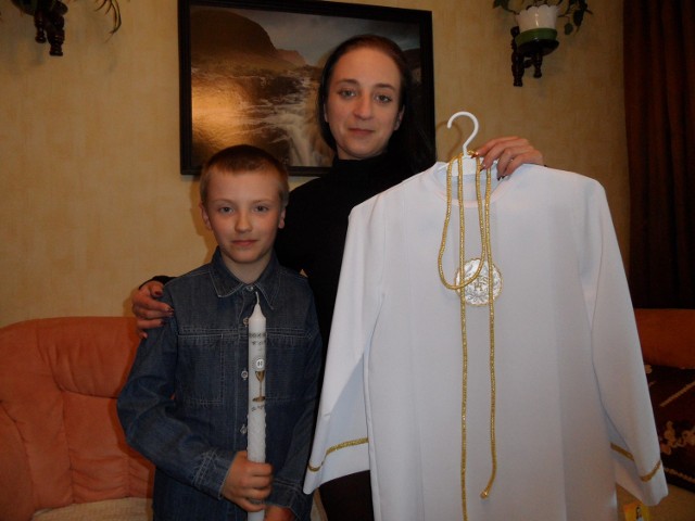 Maksymilian Kłosek z mamą Agnieszką troszkę stresują się przed 15 maja, kiedy odbędzie się komunia