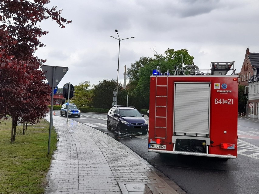 Potrącenie rowerzystki przy wolsztyńskiej straży pożarnej