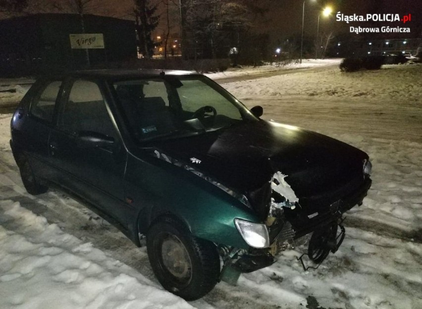 Dąbrowa Górnicza: Jadąc ze Strzemieszyc ściął słup i rozbitym autem przejechał jeszcze kilka kilometrów. Był pijany