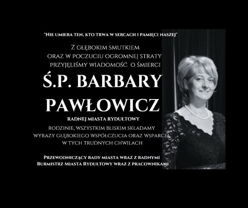 Zmarła Barbara Pawłowicz z Rydułtów. Była radną i wieloletnią nauczycielką "Jedynki"