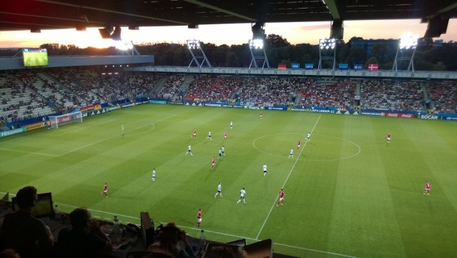 Podczas meczu Niemcy - Dania na stadionie Cracovii