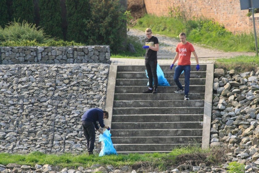 Sprzątanie brzegów Warty w Sierakowie (zdjęcia z 2020 roku).