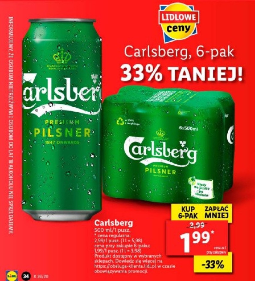 Lidl

Carlsberg piwo, 1,99 zł - cena za 1 puszkę przy...