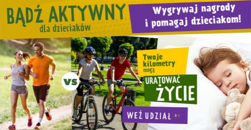 Nasza akcja. Aktywni dla dzieciaków. Biegasz/jeździsz na rowerze i pomagasz. Zobacz, jak możesz pomóc dzieciom chorym na nowotwory