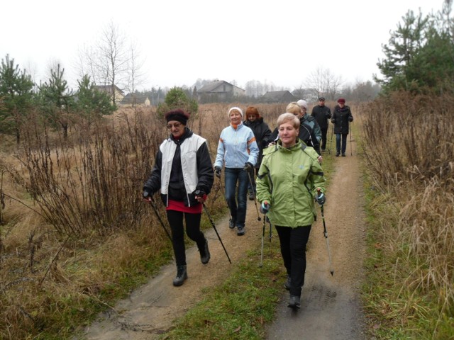 Uczestnicy marszu nordic walking w Żarkach