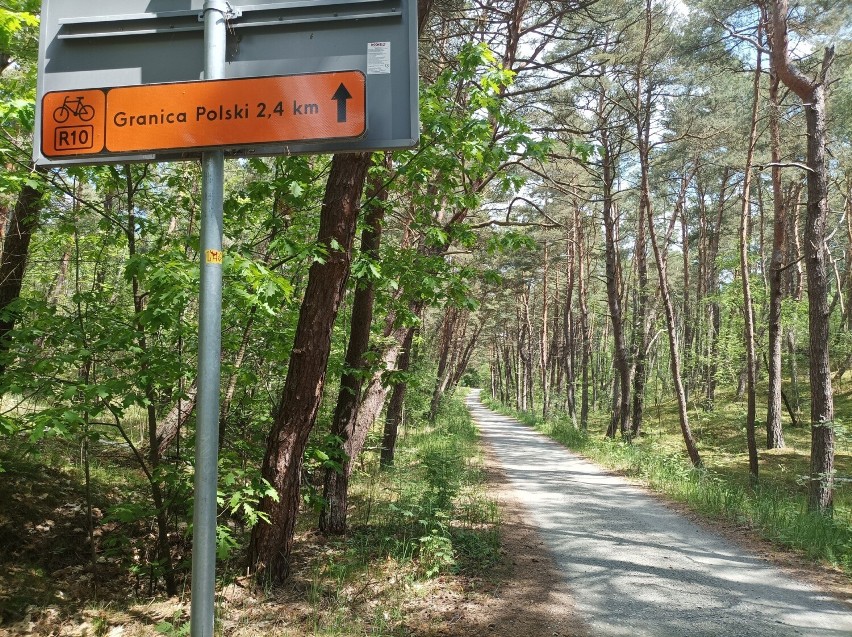 Do samej granicy w Piaskach można dojechać ścieżką rowerową...