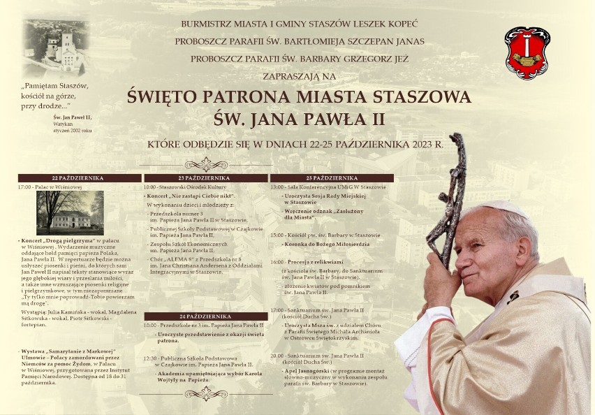 Święto patrona Staszowa Jana Pawła II. Będą występy i koncerty