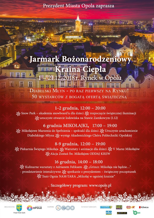 Jarmark Bożonarodzeniowy 2018 w Opolu - program