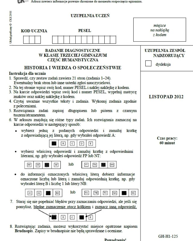 OPERON EGZAMIN GIMNAZJALNY 2014 - HISTORIA WOS - ODPOWIEDZI