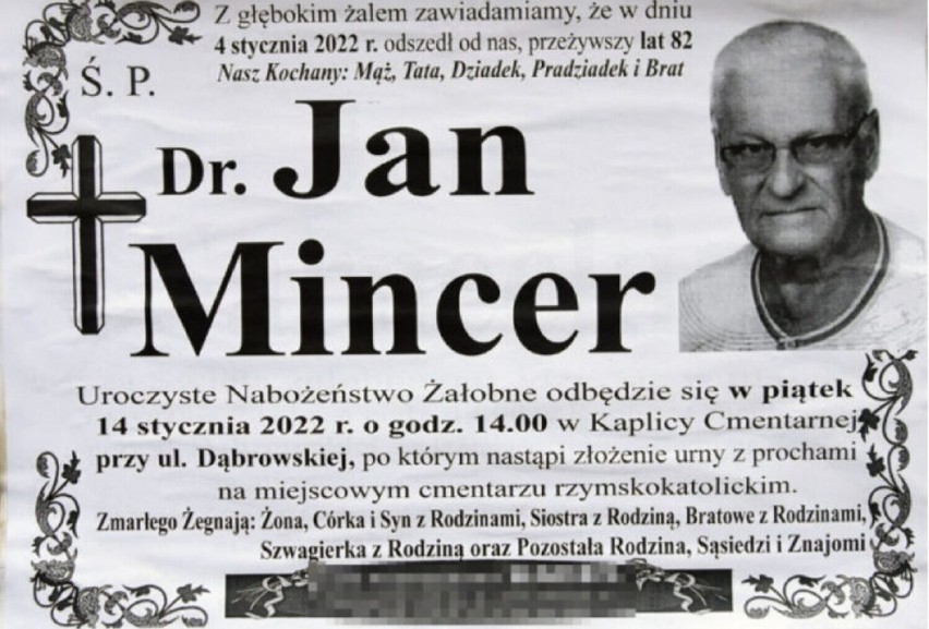 Jan Mincer - zmarł 4 stycznia 2022 r. - znany tomaszowski...