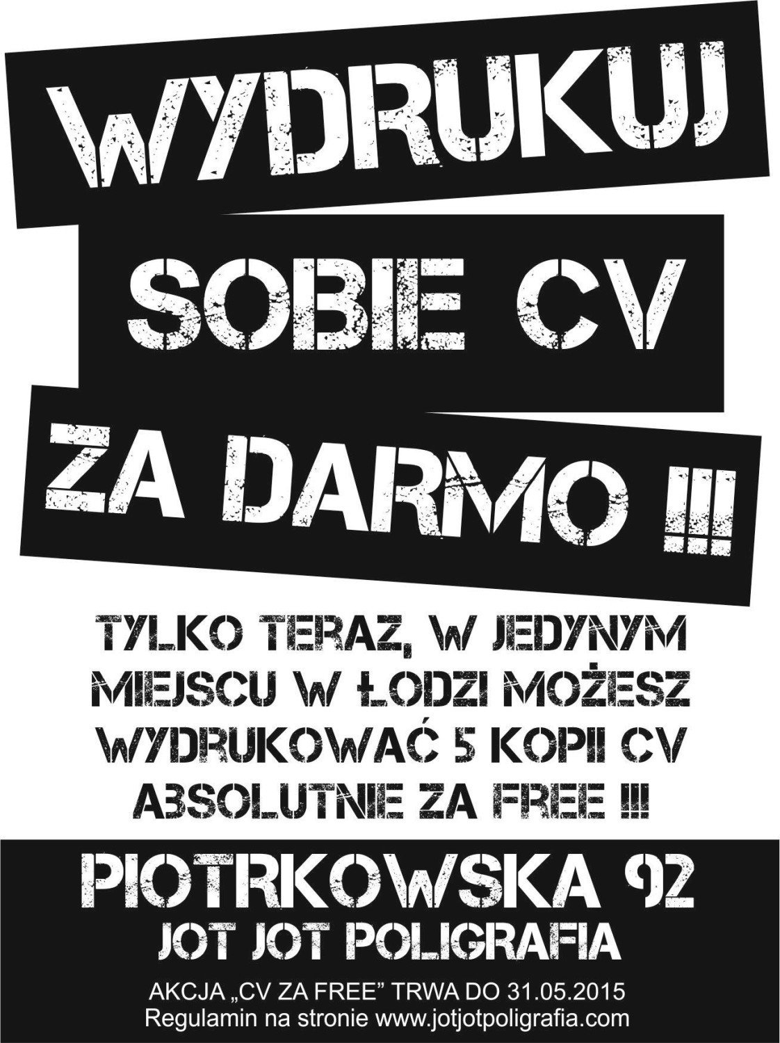 Wydrukuj swoje CV za darmo. Akcja łódzkiej drukarni Jot Jot Poligrafia |  Łódź Nasze Miasto