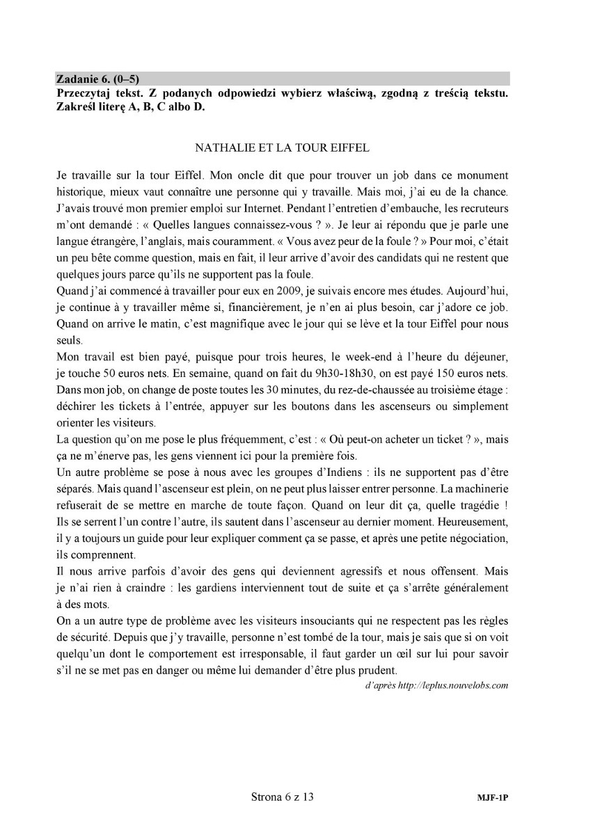 Matura 2016 - język francuski, poz. podstawowy [arkusze PDF]