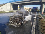 Wypadek na autostradzie A1 pod Grudziądzem. Jeden z pojazdów spłonął