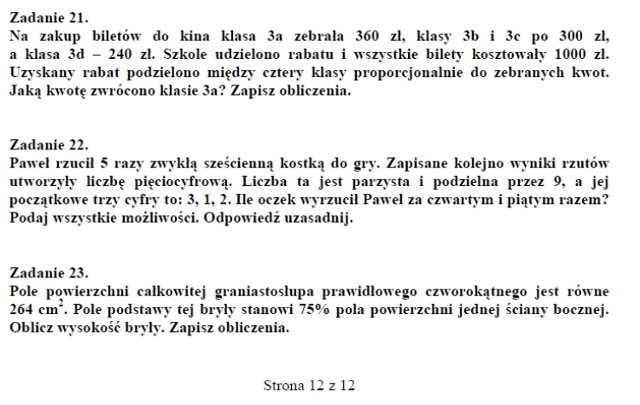 Próbny egzamin gimnazjalny 2013 - część matematyczno-przyrodnicza (matematyka) - arkusze