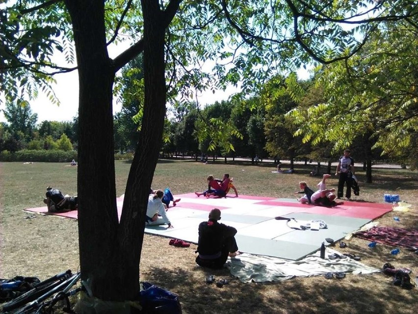 Pokaz ju-jitsu przyciągnął dużo obserwatorów,