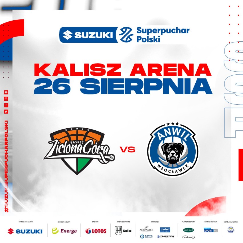 Anwil Włocławek i Stelmet Zielona Góra o Suzuki Superpuchar Polski 2020 zagrają w Kaliszu