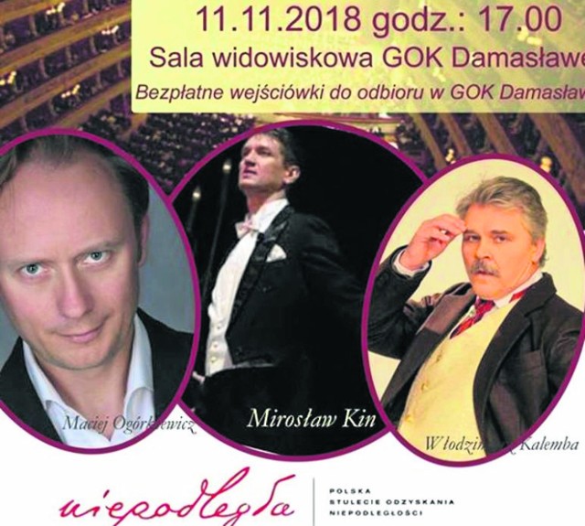 11 listopada o godzinie 17 w GOK-u w Damasławku odbędzie się koncert Trzech Tenorów. Bezpłatne wejściówki są do odbioru w GOK-u.