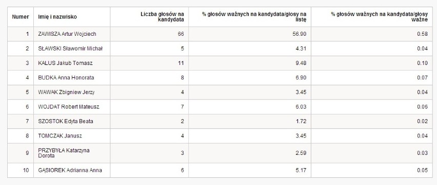 Wyniki wyborów europejskich 2014. Powiat kłobucki