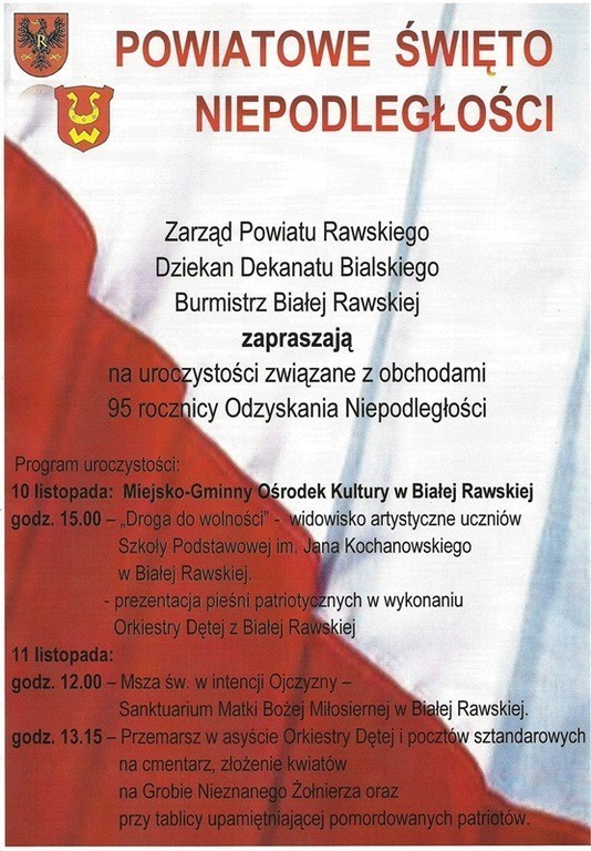 Program obchodów powiatowego święta Niepodległości
