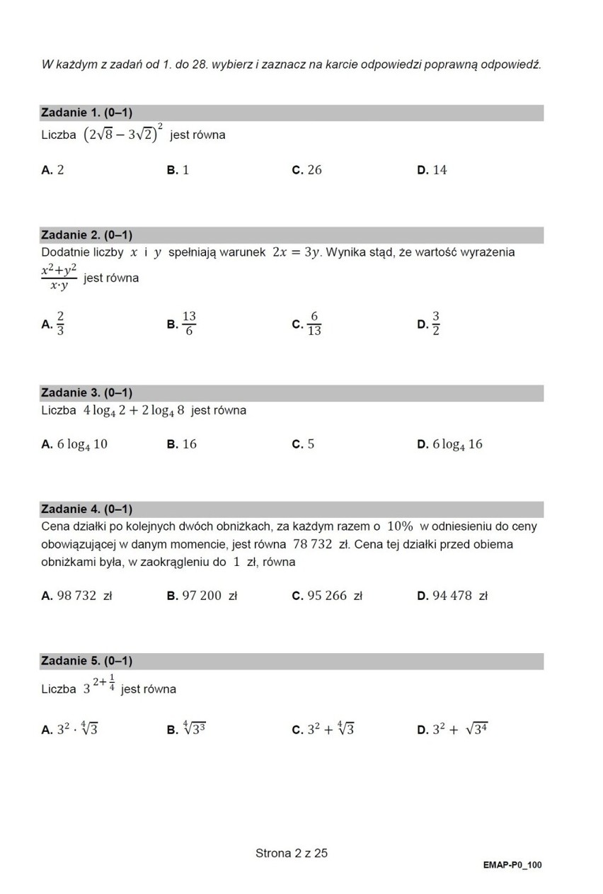 Matura 2022 matematyka odpowiedzi