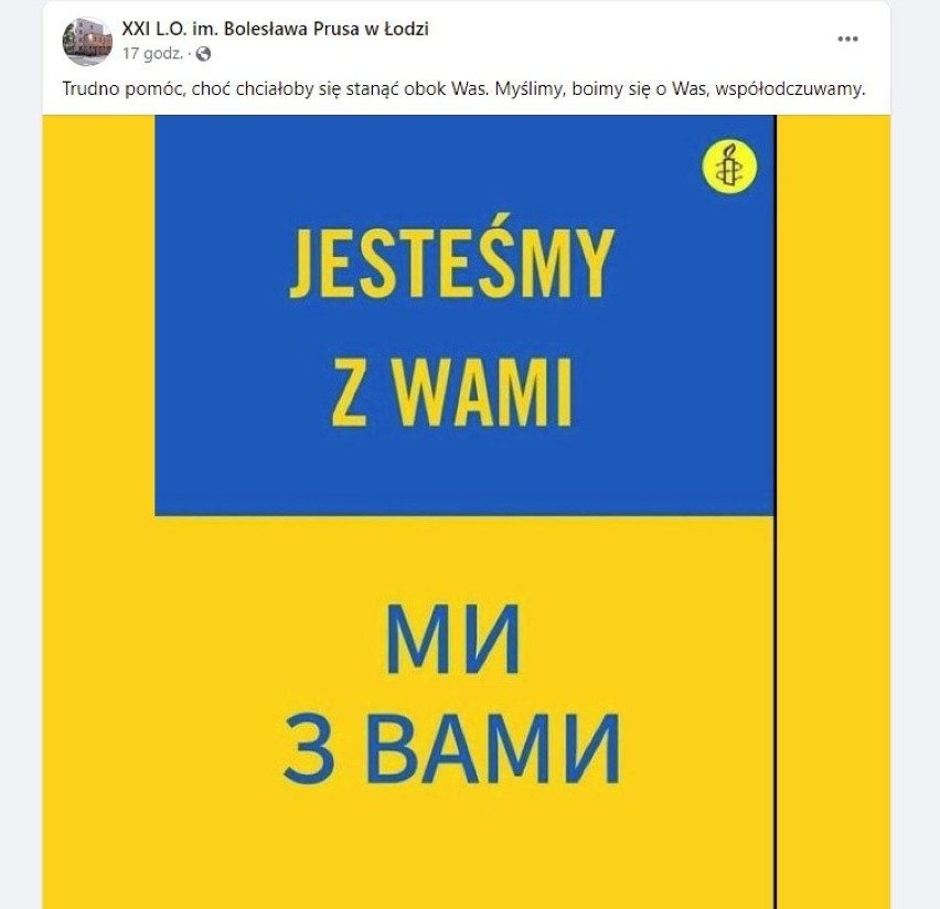 Szkoły w Łodzi martwią się o swoich uczniów z Ukrainy - wspierają ich ojczyznę na portalach społecznościowych 